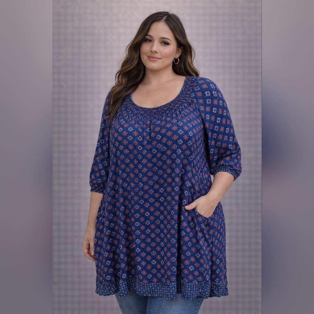 Dressbarn Navy Plus Size Blouse 3XL Chic Office Top #68
